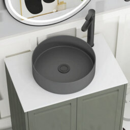 Royal Bathrooms Royal Bathroom Elmore 800mm Matt Green Wall Mounted Bathroom Vanity Unit 2 Drawer Plain White Worktop With Art Round Basin - thumbnail 4