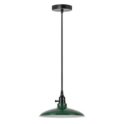 Industrial Green Metal Pendant Light E27 Adjustable Hanging Lamp, Vintage Dome Ceiling Light With Switch Holder & Cable - image 1