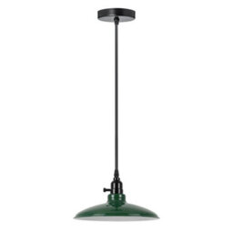 Industrial Green Metal Pendant Light E27 Adjustable Hanging Lamp, Vintage Dome Ceiling Light With Switch Holder & Cable - thumbnail 1