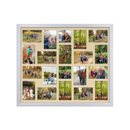 AK Frames 80X70Cm Silver Classic Multi Photo Frame With Ivory Mount - Holds 20 Apertures (18X) 6X4, (2X) 4X4 Photos - thumbnail 1