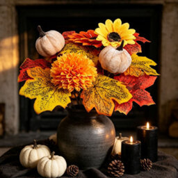 Amorly 5 Pcs Fall Artificial Sunflowers And Mums Cemetery Flowers For Table Centerpieces Vase Floral Arrangement Home Kitchen Decor - thumbnail 3