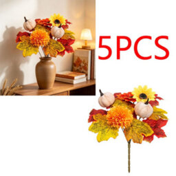 Amorly 5 Pcs Fall Artificial Sunflowers And Mums Cemetery Flowers For Table Centerpieces Vase Floral Arrangement Home Kitchen Decor - thumbnail 1