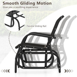 Costway Swing Glider Chair Outdoor Rocking Chair W/ Study Metal Frame-Black - thumbnail 5