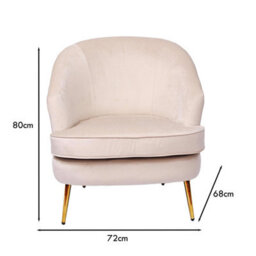 Fwstyle Stone Velvet Padded Cushioned Tub Chair Armchair - thumbnail 4