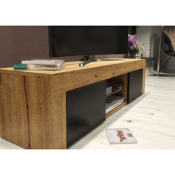 Creative Furniture Loom Tv Unit 130Cm - Dark Oak & Black Matt Doors - thumbnail 4