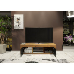 Creative Furniture Loom Tv Unit 130Cm - Dark Oak & Black Matt Doors - thumbnail 3