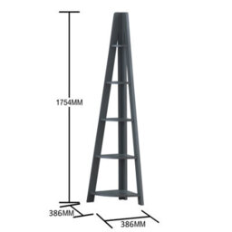 Timber Art Design Riva Scandinavian Retro Corner Ladder Bookcase Shelving Shelf Unit Dark Grey 5 Tier - thumbnail 2