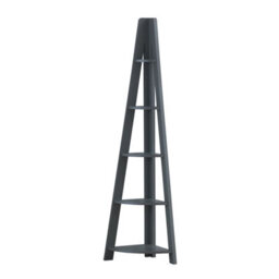 Timber Art Design Riva Scandinavian Retro Corner Ladder Bookcase Shelving Shelf Unit Dark Grey 5 Tier