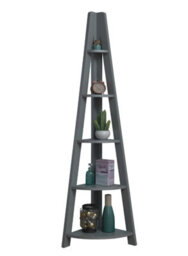 Timber Art Design Riva Scandinavian Retro Corner Ladder Bookcase Shelving Shelf Unit Dark Grey 5 Tier - thumbnail 4