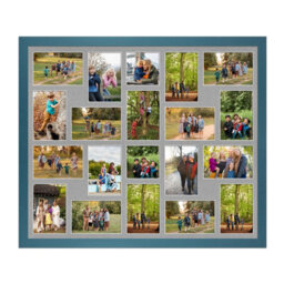 AK Frames 80X70Cm Navy Blue Modern Multi Photo Frame With Silver Mount - Holds 20 Apertures (18X) 6X4, (2X) 4X4 Photos - thumbnail 1