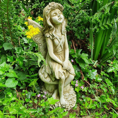 Spa Stone Cast Gazing Fairy Of The Forest Ornament Ca18 - image 1