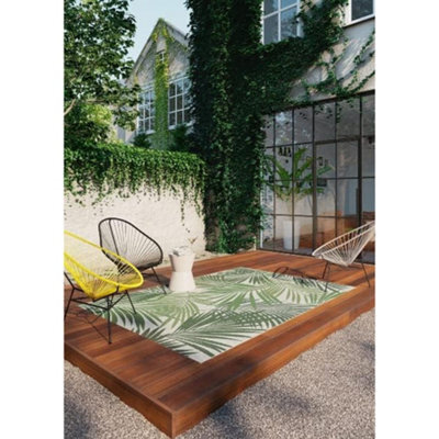 Melrose Allbee Tropical Leaves Foliage Green Flatweave Indoor/outdoor X-Large Area Rug 200/290Cm - image 1