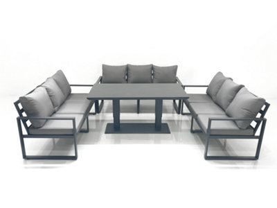 Fimous 9 Seater Garden Sofa Set Aluminium Furniture Rising Dining Tabe Set Dark Grey - image 1