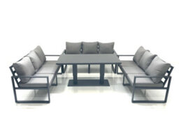 Fimous 9 Seater Garden Sofa Set Aluminium Furniture Rising Dining Tabe Set Dark Grey - thumbnail 2