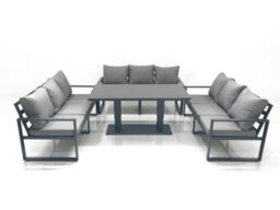 Fimous 9 Seater Garden Sofa Set Aluminium Furniture Rising Dining Tabe Set Dark Grey - thumbnail 1