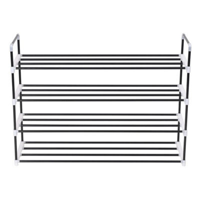 Berkfield Durable Shoe Rack With 4 Shelves Metal And Plastic Black - image 1
