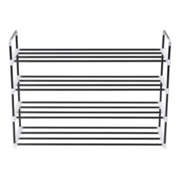 Berkfield Durable Shoe Rack With 4 Shelves Metal And Plastic Black - thumbnail 1