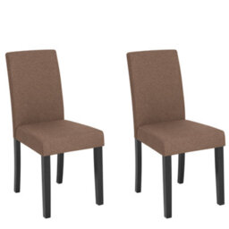 Beliani Set Of 2 Dining Chairs Broadway Fabric Brown