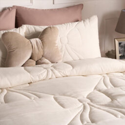 Ohs Bow Lattice Coverless 7.5 Tog Duvet Bedding Set With Pillowcase - Ivory - thumbnail 2
