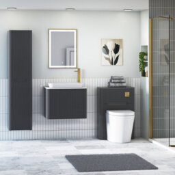Royal Bathrooms Avenza 600mm Matt Obsidian Black Wall Hung Bathroom Countertop Vanity Unit 1 Drawer With Qubix Basin - thumbnail 4