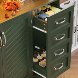 Abrihome Green 120Cm Led Buffet Cabinet With Snack Rack & Drink Holders - 4 Doors, 2 Drawers, Storage Sideboard For Kitchen,120X40X188Cm - thumbnail 7