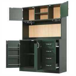 Abrihome Green 120Cm Led Buffet Cabinet With Snack Rack & Drink Holders - 4 Doors, 2 Drawers, Storage Sideboard For Kitchen,120X40X188Cm - thumbnail 9