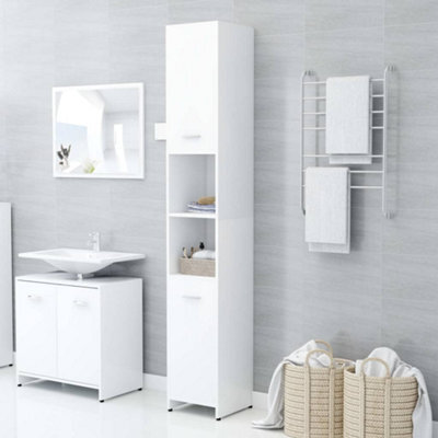 Vidaxl Bathroom Cabinet White 30X30X183.5 Cm Engineered Wood - image 1