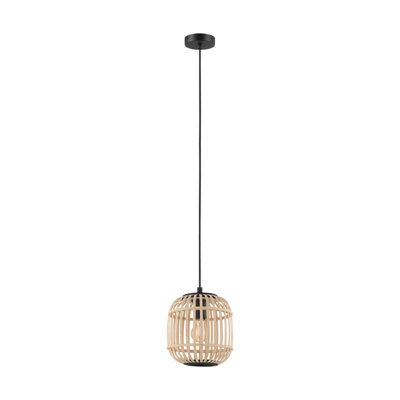 Stylish Black Wicker Cage Hanging Pendant Light - 1X 28W E27 - image 1