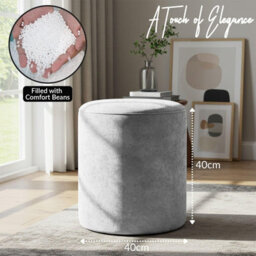 istyle mode Round Shape Velvet Bean Bag Pouffe Foot Rest - 40Cm Silver - thumbnail 3