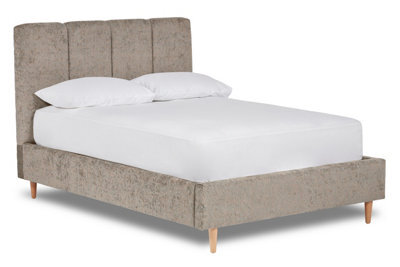 Divan Base Direct Zen Fabric Bed With Fluted Headboard Panels Bed Base Only 5Ft King- Pavia Silver
