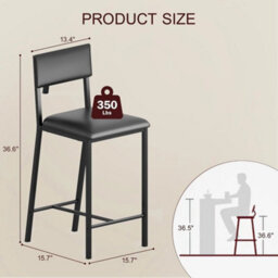 2 Upholstered Chairs Dining Chair Kitchen Counter Height Chair W/ Backrest & Padded Seat - thumbnail 2