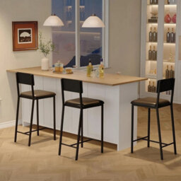 2 Upholstered Chairs Dining Chair Kitchen Counter Height Chair W/ Backrest & Padded Seat - thumbnail 5