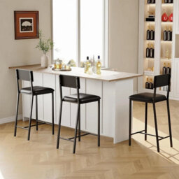 2 Upholstered Chairs Dining Chair Kitchen Counter Height Chair W/ Backrest & Padded Seat - thumbnail 4