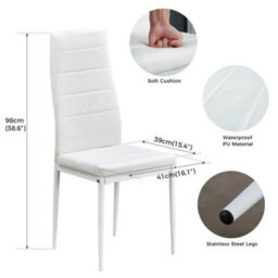 Dining Table And 4 Chairs Set Faux Leather Seat Kitchen Room Furniture - thumbnail 2