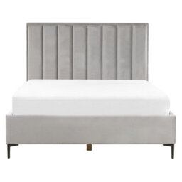 Beliani Ottoman Bed Velvet Sezanne 160 X 200 Cm (Eu King Size) Light Grey - thumbnail 6