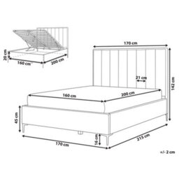 Beliani Ottoman Bed Velvet Sezanne 160 X 200 Cm (Eu King Size) Light Grey - thumbnail 3