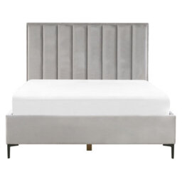 Beliani Ottoman Bed Velvet Sezanne 160 X 200 Cm (Eu King Size) Light Grey - thumbnail 7