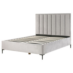 Beliani Ottoman Bed Velvet Sezanne 160 X 200 Cm (Eu King Size) Light Grey - thumbnail 9