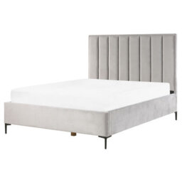 Beliani Ottoman Bed Velvet Sezanne 160 X 200 Cm (Eu King Size) Light Grey - thumbnail 8