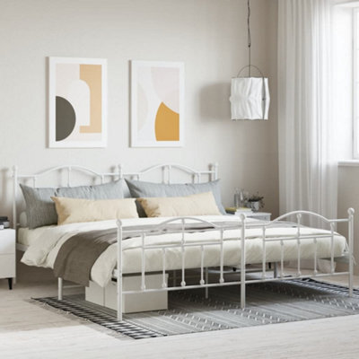 Berkfield Metal Bed Frame With Headboard And Footboard White 193X203 Cm - image 1