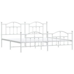 Berkfield Metal Bed Frame With Headboard And Footboard White 193X203 Cm - thumbnail 4