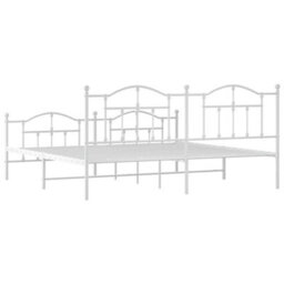 Berkfield Metal Bed Frame With Headboard And Footboard White 193X203 Cm - thumbnail 7