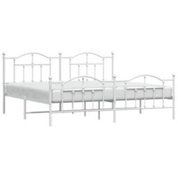 Berkfield Metal Bed Frame With Headboard And Footboard White 193X203 Cm - thumbnail 3