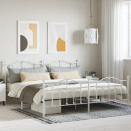 Berkfield Metal Bed Frame With Headboard And Footboard White 193X203 Cm - thumbnail 1