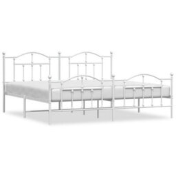 Berkfield Metal Bed Frame With Headboard And Footboard White 193X203 Cm - thumbnail 2