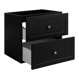 Heze Furniture Gusto Scandi Style 2 Drawer Wall Cabinet Vanity Unit With Worktop 60Cm Black - thumbnail 2