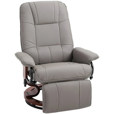 Ergonomic Recliner Sofa Chair Pu Leather Armchair Lounger With Footrest, Grey - image 1