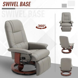 Ergonomic Recliner Sofa Chair Pu Leather Armchair Lounger With Footrest, Grey - thumbnail 5