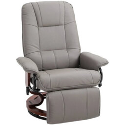 Ergonomic Recliner Sofa Chair Pu Leather Armchair Lounger With Footrest, Grey - thumbnail 1