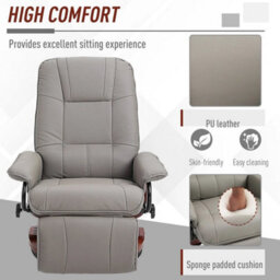 Ergonomic Recliner Sofa Chair Pu Leather Armchair Lounger With Footrest, Grey - thumbnail 6